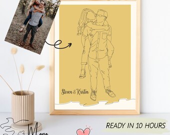 Personalized Line Art Anniversary Gift for Couples - A Unique Way to Celebrate Your Love