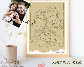 Custom Family Portrait, Faceless Portrait, Custom Illustration, Line Drawing from Photo, Personalized Family Portrait, Gift For Family