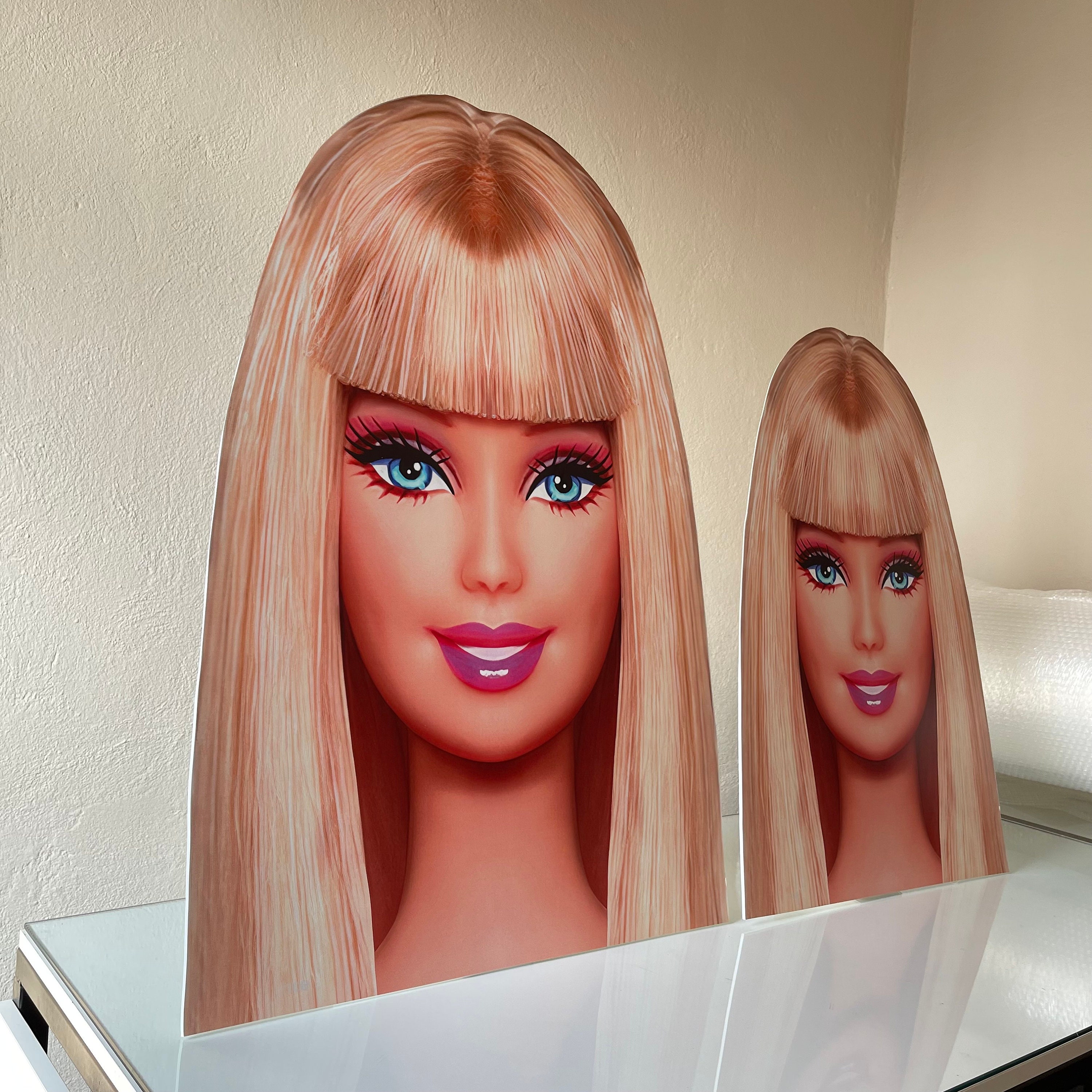 Barbie Face Birthday Party Props, Barbie Doll Birthday Centerpiece Standee,  Barbie Birthday Party Decor Sign FREE SHIPPING 