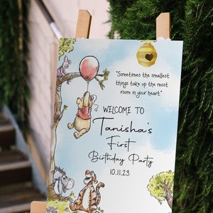 Winnie the Pooh Birthday Welcome Sign, Winnie the Pooh Baby Shower ...