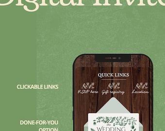 Make your own - Interactive Digital Wedding Invitation: Paperless, Clickable Links (Blank Canva Template)