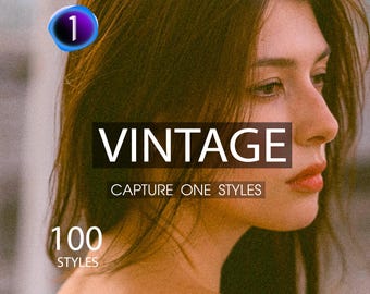 May include: Vintage Capture One Styles, a collection of 100 styles for photographers, featuring a woman with long brown hair.