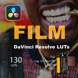 DaVinci Resolve LUTs (130 Film Looks) – Kodak/Fuji, Rec709 & S-Log3/V-Log, .CUBE | Cinematic Color Grading Pack