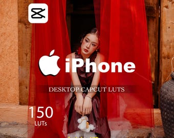 May include: An image featuring the CapCut logo and the Apple logo with the word "iPhone" in white. The text "DESKTOP CAPCUT LUTS" and "150 LUTS" are also visible. The words "Apple Log LUTS" are at the bottom. A person is in the background.
