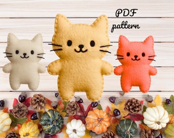 Felt Cat. PDF pattern . Create a cute, simple felt cat using basic sewing techniques. Perfect for beginners! FeltCraft  DIY Handmade