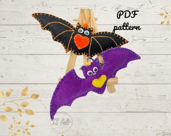 Filz Fledermaus Schnittmuster, Filz PDF Anleitung. Machen Sie Ihre eigene Filz Fledermaus Halloween Dekoration. Halloween-Verzierungs-Muster