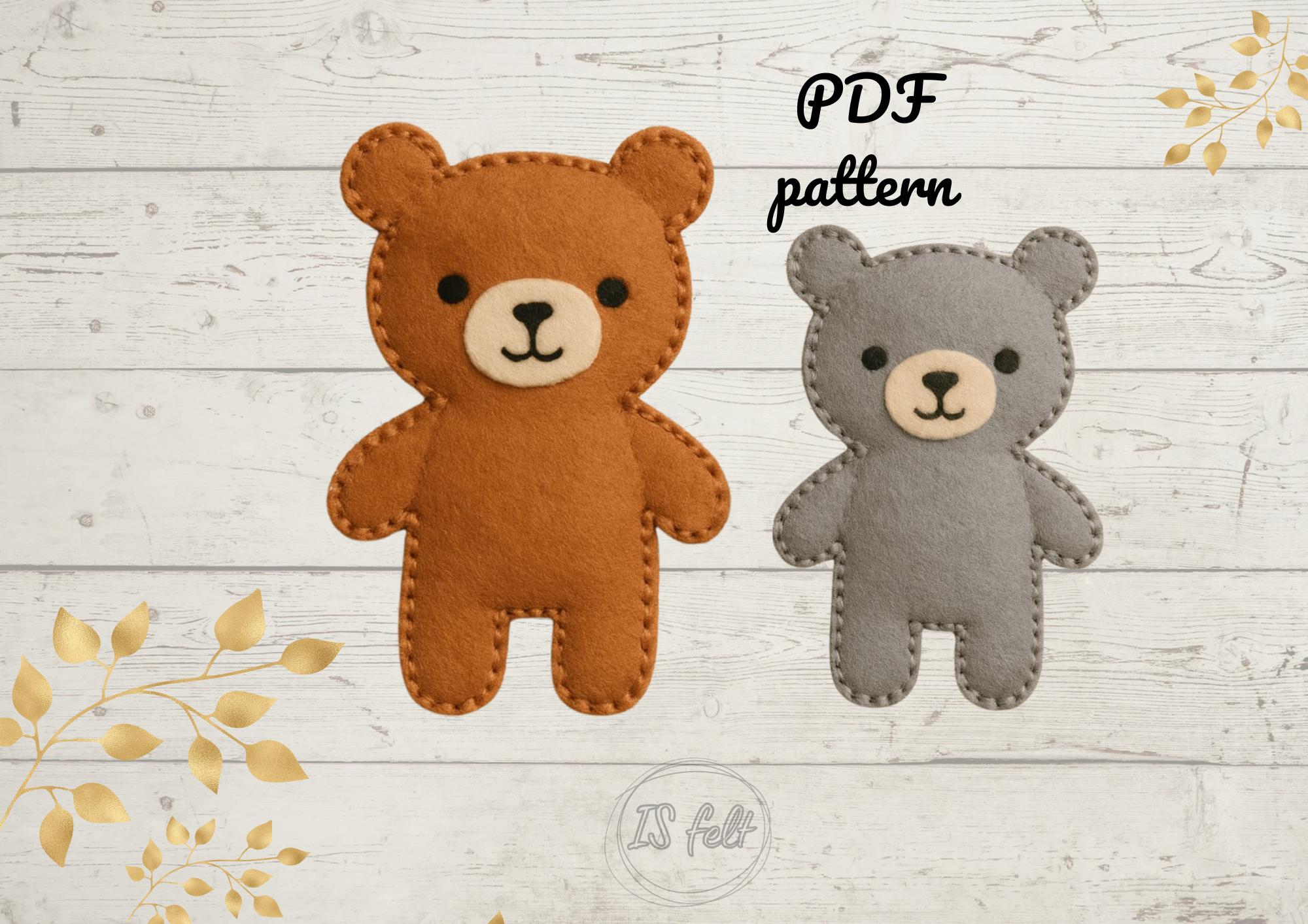 Felt Bear. PDF pattern . Create a cute, simple felt bear using basic sewing techniques. Perfect for beginners!FeltCraft  DIY Handmade