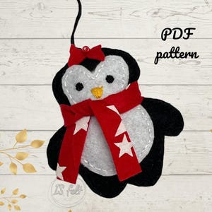 Felt Penguin Sewing Pattern, Felt PDF tutorial. Make your own felt Penguin. Christmas Ornament Pattern