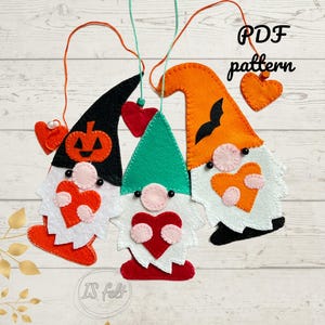 Felt Gnomes Sewing Pattern, Felt PDF tutorial. Make your own felt Gnomes New Year Tree decoration. Christmas Ornament Pattern. Halloween