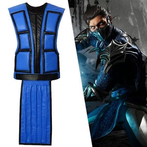 Sub Zero Mortal Kombat Leather Vest, Cosplay Handcrafted Gaming Costume, Gift For Gamer