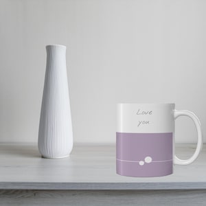 Personalized Purple & White Mug – Love You Gift | Custom Text Coffee Cup | Thinking Of You Gift | Cute Aesthetic Mug With Minimalist Design