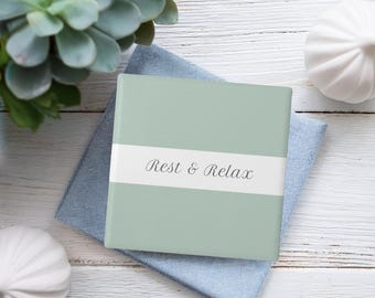 Green & White Coaster: Custom Text, Unique Ceramic Drink Mat, Personalized Gift