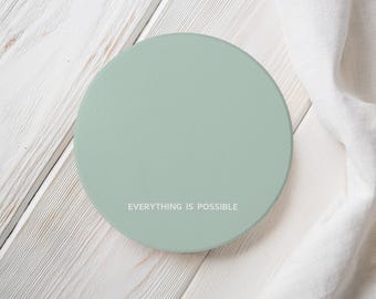 Understated Ceramic Coaster with Small Subtle Uplifting Quote or Personalised Text Gift