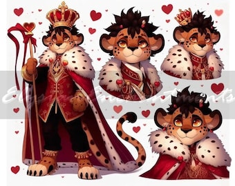 Adoptierbar - Pelziger Gepard Löwe König der Herzen Valentinstag Prinz Anthro, Einzigartige Original-Charakter-Rollenspiel-Referenz, Adopt Artwork