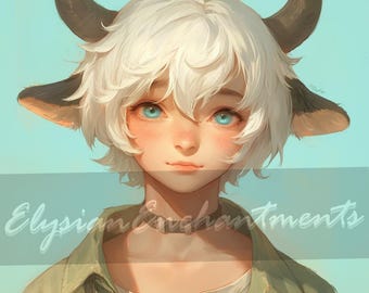 Adoptable - "Dexter" - Diseño de vaquero sátiro minotauro con cuernos, referencia única de juego de rol de personajes originales, obra de arte para adoptar