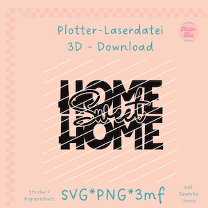 Dom słodki dom Pakiet Dekoracja Plotter-Laser-3D-Plik SVG*PNG*3mf, Karty