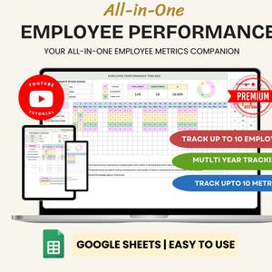 Employee Performance Scorecard, Employee Task Tracker, Employee Progress Tracker, Attendance Tracker, Google Sheets (Digital Download)