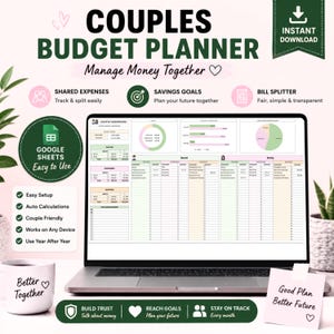 Couples Budget Planner Spreadsheet, Shared Expenses, Joint Finances, Debt Tracker, Bill Split Google Sheets