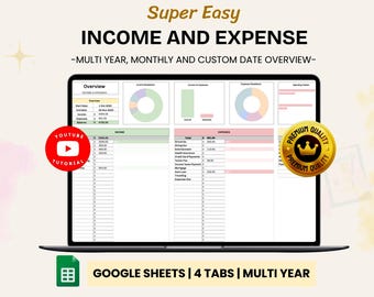 Income and Expense Tracker Spreadsheet, Personal Finance Planner, Monthly Expense Google Sheets