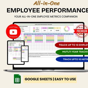 Employee Performance Tracker, Google Sheets Template, Scorecard Evaluation Dashboard