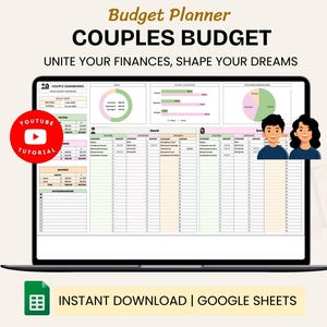 Couples Budget Planner 2026, Shared Budget Google Sheets Template, Family Expenses & Savings Bill Splitter