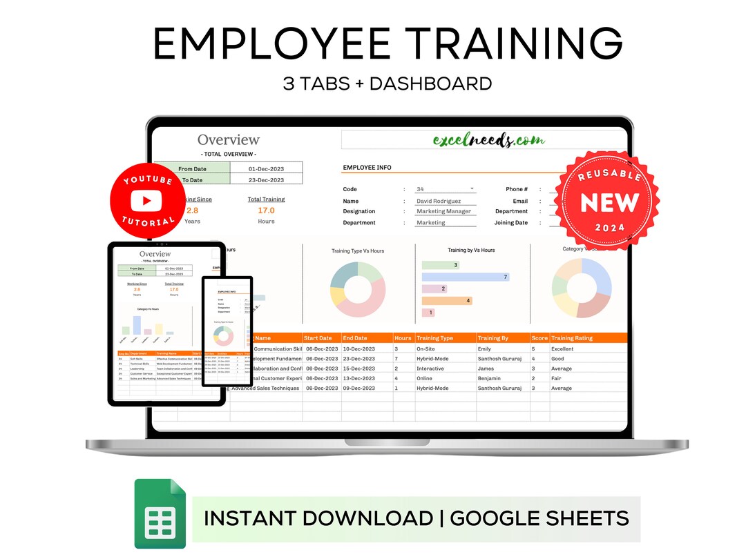 Employee Training Tracker, Employee Training Template, Training Planner ...