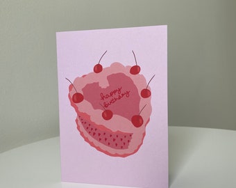 Cherry Cake Birthday Card