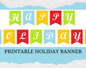 Happy Holidays Printable Banner (Single Sided)