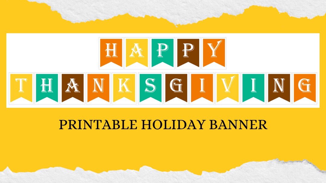 Happy Thanksgiving Printable Banner (single Sided) Etsy