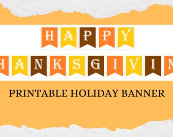 Happy Thanksgiving Printable Banner (Single Sided)