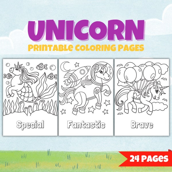 Unicorn with Positive Words Coloring Pages | Coloring Pages For Kids | Printable Coloring Page | Digital Coloring Page