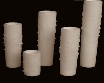 Cream Beeswax Chandelier Candle Cover - E26 Edison Base Socket Sleeve