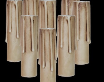 Antique Drip Resin Candle Cover: E12 Candelabra Base, Faux Beeswax Sleeve