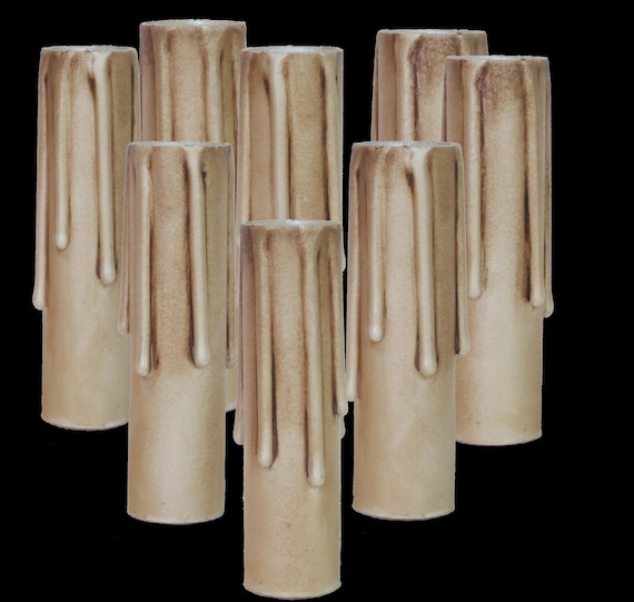 Antique Drip Resin Candle Cover: E12 Candelabra Base, Faux Beeswax Sleeve