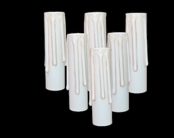 Ivory Blush Resin Candle Cover: Faux Beeswax Chandelier Sleeve for E12 Socket choose height