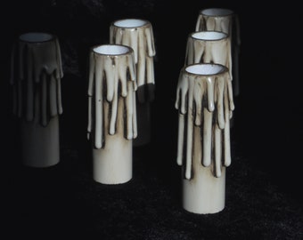Set of 10 pc 4-1/2" tall French Gothic high heat resin candle cover candelabra base chandelier socket cover candle sleeve slips on 3/4" sckt
