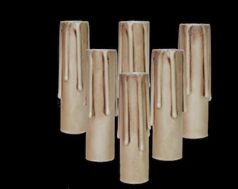 Antique Drip Resin Candle Cover Set of 6 pc E12 Candelabra Socket Sleeve
