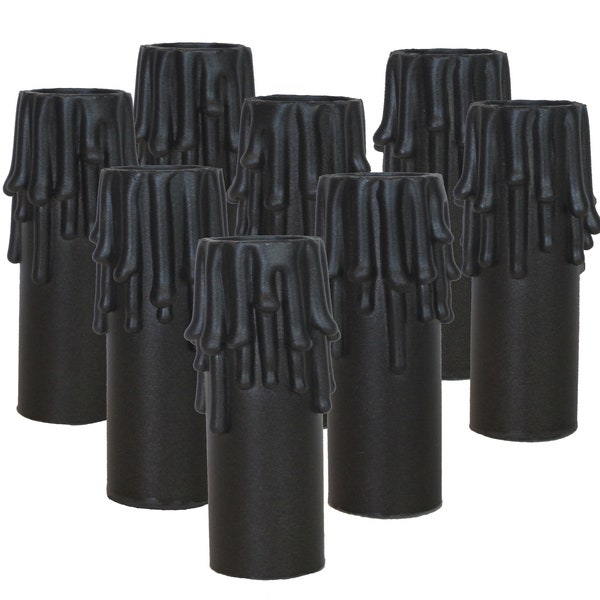 Silken Black high heat resin candle cover Edison base E26 chandelier socket covers faux beeswax candle sleeves slips over 1-1/4" socket