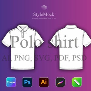 Polo Shirt Flat Mockup - Vector Clothing Template (ai, svg, png, pdf, psd)