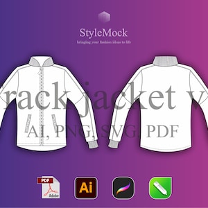Trainingsjacke Vektor Mockup - Illustrator Vorlage Mockup Sportbekleidung Procreate Vorlage Vektor Flache Zeichnungen