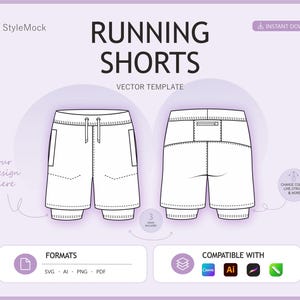 Vektor-Mockup für Laufshorts – Flache Skizze, Vektor-Kleidung, Modedesign (ai, png, svg, pdf)