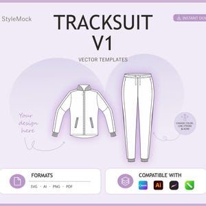Tracksuit Vector Mockup - Sportswear Tech Sketch Illustrator, Procreate Template (svg, png, ai, pdf)
