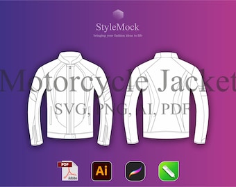 Motorcycle Jacket Vector Mockup – Fashion Flat Drawings (svg, png, ai, pdf)
