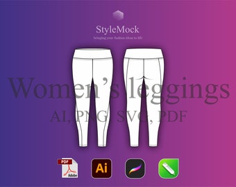 Leggings Vector Mockup: Fashion Flat Drawings (AI, SVG, PNG)