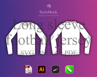 Fußball Trikot Vektor Mockup - Langarm Sportbekleidung Vorlage (ai, svg, png, pdf)