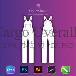 Cargo Overalls Flat Mockup - Fashion Vector Clothing Drawings (svg, png, ai, pdf, psd)