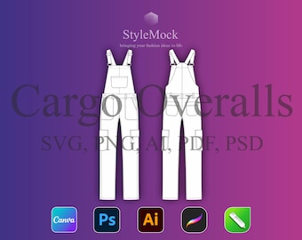Cargo Overalls Flat Mockup - Fashion Vector Clothing Drawings (svg, png, ai, pdf, psd)