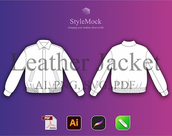 Leather Jacket Vector Mockup – Illustrator Template (ai, svg, png, pdf)