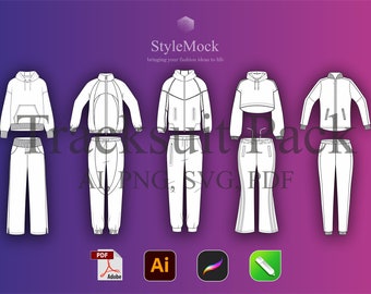 Tracksuit Vector Mockup Pack Illustrator Template AI Procreate