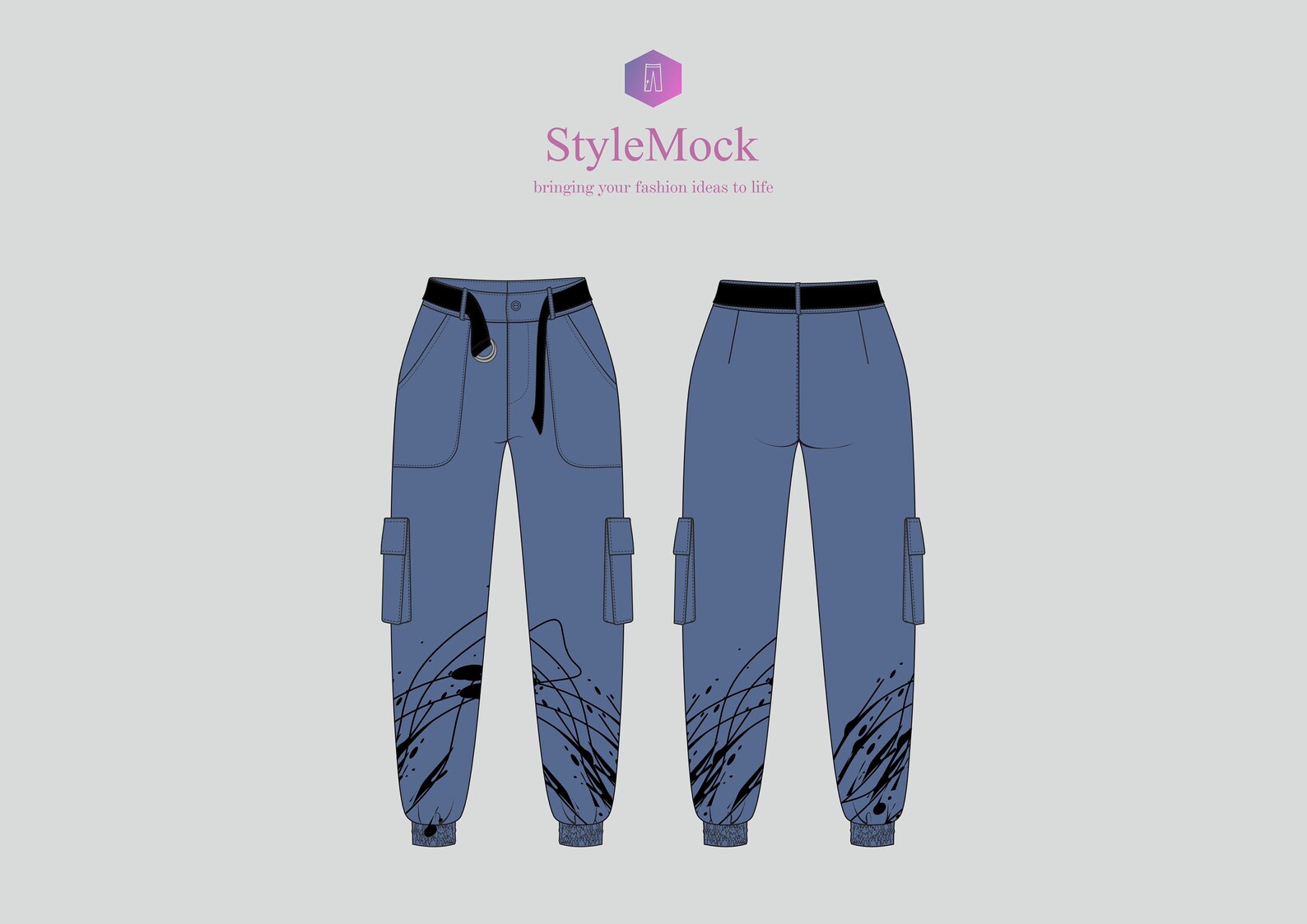 High-rise Cargo Pants Mockup - Vector Template (ai, Svg, Png, Pdf) - Etsy